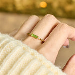 Buddha Stones Natural Green Agate Square Bamboo Copper Adjustable Ring