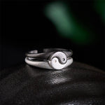 Buddha Stones Retro Yin Yang Textured Copper Harmony Adjustable Ring