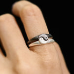 Buddha Stones Retro Yin Yang Textured Copper Harmony Adjustable Ring