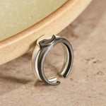 Buddha Stones Retro Yin Yang Textured Copper Harmony Adjustable Ring
