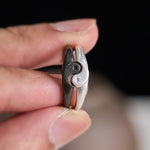 Buddha Stones Retro Yin Yang Textured Copper Harmony Adjustable Ring