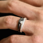Buddha Stones Retro Yin Yang Textured Copper Harmony Adjustable Ring
