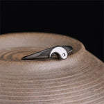 Buddha Stones Retro Yin Yang Textured Copper Harmony Adjustable Ring