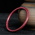 Buddha Stones Cinnabar Plain Heart Sutra Calm Bracelet Bangle