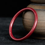 Buddha Stones Cinnabar Plain Heart Sutra Calm Bracelet Bangle