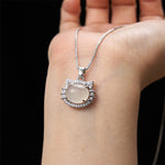 Buddha Stones Natural Chalcedony Cat Head Positive Necklace