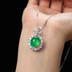 Buddha Stones Natural Green Chalcedony Pink Chalcedony Flower Courage Necklace