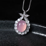 Buddha Stones Natural Green Chalcedony Pink Chalcedony Flower Courage Necklace