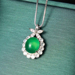 Buddha Stones Natural Green Chalcedony Pink Chalcedony Flower Courage Necklace