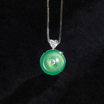 Buddha Stones Natural Green Chalcedony Peace Buckle Strength Necklace