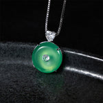 Buddha Stones Natural Green Chalcedony Peace Buckle Strength Necklace
