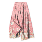 Buddha Stones Cotton Linen Romantic Floral Pattern Women's Elastic Waist Wide Leg Pants With Pockets