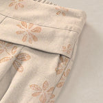 Buddha Stones Cotton Linen Romantic Floral Pattern Women's Elastic Waist Wide Leg Pants With Pockets