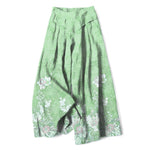 Buddha Stones Cotton Linen Romantic Floral Pattern Women's Elastic Waist Wide Leg Pants With Pockets