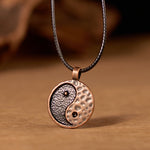 Buddha Stones Vintage Yin Yang Alloy Leather Harmony Necklace Pendant