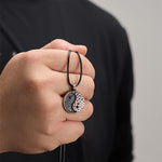 Buddha Stones Vintage Yin Yang Alloy Leather Harmony Necklace Pendant