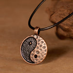 Buddha Stones Vintage Yin Yang Alloy Leather Harmony Necklace Pendant