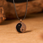 Buddha Stones Vintage Yin Yang Alloy Leather Harmony Necklace Pendant