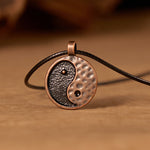 Buddha Stones Vintage Yin Yang Alloy Leather Harmony Necklace Pendant