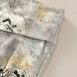 Buddha Stones Cotton Linen Ink Wash Pattern Women's Elastic Waist Wide Leg Pants With Pockets