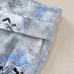 Buddha Stones Cotton Linen Ink Wash Pattern Women's Elastic Waist Wide Leg Pants With Pockets