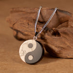 FREE Today: Strength and Fulfillment Natural Black Obsidian White Turquoise Yin Yang Tai Chi Necklace