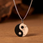 FREE Today: Strength and Fulfillment Natural Black Obsidian White Turquoise Yin Yang Tai Chi Necklace