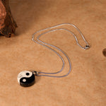 FREE Today: Strength and Fulfillment Natural Black Obsidian White Turquoise Yin Yang Tai Chi Necklace