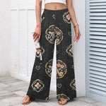 Buddha Stones Cotton Linen Bohemian Medallion Pattern Women's Elastic Waist Wide Leg Pants With Pockets