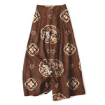 Buddha Stones Cotton Linen Bohemian Medallion Pattern Women's Elastic Waist Wide Leg Pants With Pockets