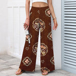 Buddha Stones Cotton Linen Bohemian Medallion Pattern Women's Elastic Waist Wide Leg Pants With Pockets