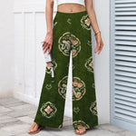 Buddha Stones Cotton Linen Bohemian Medallion Pattern Women's Elastic Waist Wide Leg Pants With Pockets