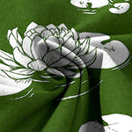 Buddha Stones Cotton Linen Lotus Leaf Pattern Women's Elastic Waist Wide Leg Pants With Pockets