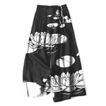 Buddha Stones Cotton Linen Lotus Leaf Pattern Women's Elastic Waist Wide Leg Pants With Pockets