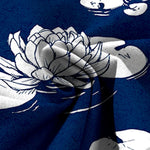 Buddha Stones Cotton Linen Lotus Leaf Pattern Women's Elastic Waist Wide Leg Pants With Pockets