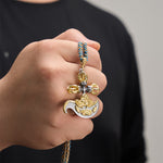 Buddha Stones Copper Vajra Grounding Tibetan Relief Carved Totem Charm Necklace Pendant