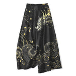 Buddha Stones Cotton Linen Dragon Wave Pattern Women's Elastic Waist Wide Leg Pants With Pockets