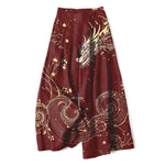 Buddha Stones Cotton Linen Dragon Wave Pattern Women's Elastic Waist Wide Leg Pants With Pockets