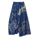 Buddha Stones Cotton Linen Dragon Wave Pattern Women's Elastic Waist Wide Leg Pants With Pockets