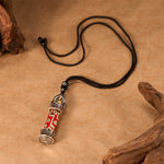 Buddha Stones Copper Nine-Eye Dzi Bead Pattern Protection Tibetan Charm Necklace Pendant