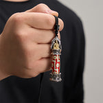 Buddha Stones Copper Nine-Eye Dzi Bead Pattern Protection Tibetan Charm Necklace Pendant