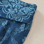 Buddha Stones Cotton Linen Baroque Floral Pattern Women's Elastic Waist Wide Leg Pants With Pockets