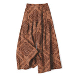 Buddha Stones Cotton Linen Baroque Floral Pattern Women's Elastic Waist Wide Leg Pants With Pockets