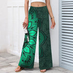 Buddha Stones Cotton Linen Mandala Pattern Women's Elastic Waist Wide Leg Pants With Pockets