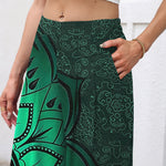 Buddha Stones Cotton Linen Mandala Pattern Women's Elastic Waist Wide Leg Pants With Pockets