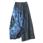 Buddha Stones Cotton Linen Mandala Pattern Women's Elastic Waist Wide Leg Pants With Pockets