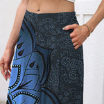 Buddha Stones Cotton Linen Mandala Pattern Women's Elastic Waist Wide Leg Pants With Pockets