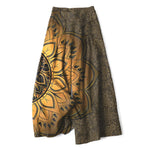 Buddha Stones Cotton Linen Mandala Pattern Women's Elastic Waist Wide Leg Pants With Pockets