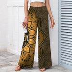 Buddha Stones Cotton Linen Mandala Pattern Women's Elastic Waist Wide Leg Pants With Pockets