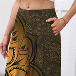Buddha Stones Cotton Linen Mandala Pattern Women's Elastic Waist Wide Leg Pants With Pockets